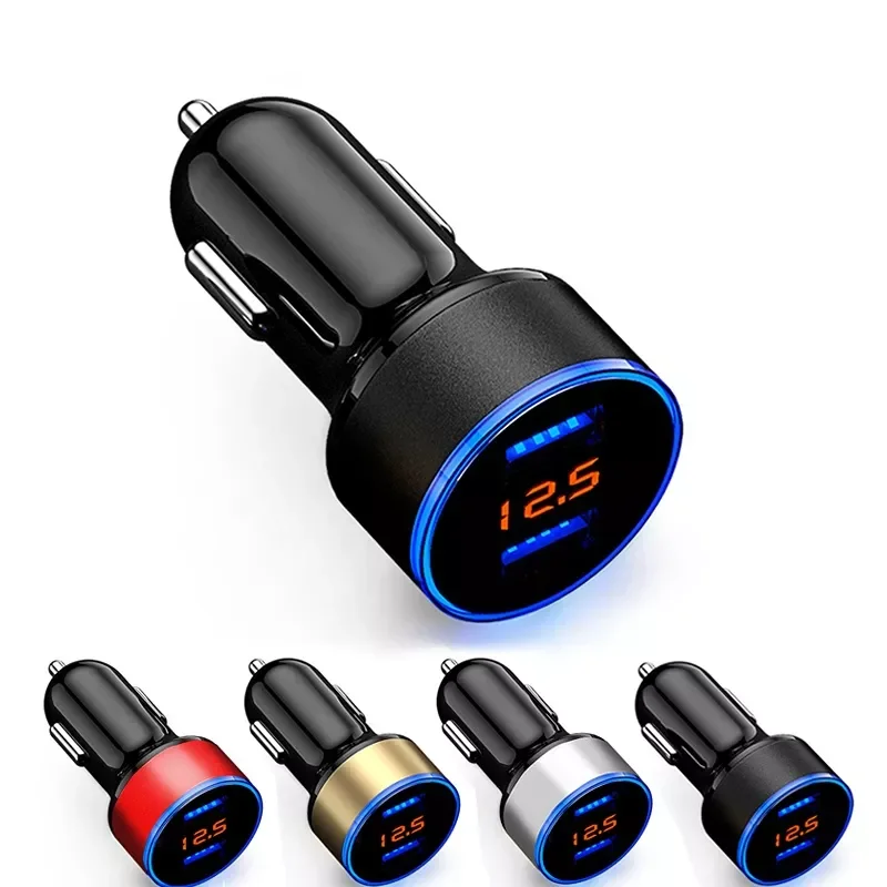 

Accesorios para auto USB Car Charger 3.1A Display Cigarette Lighter Adapter 2 Port for IPhone Socket Power Dual Auto Electronic