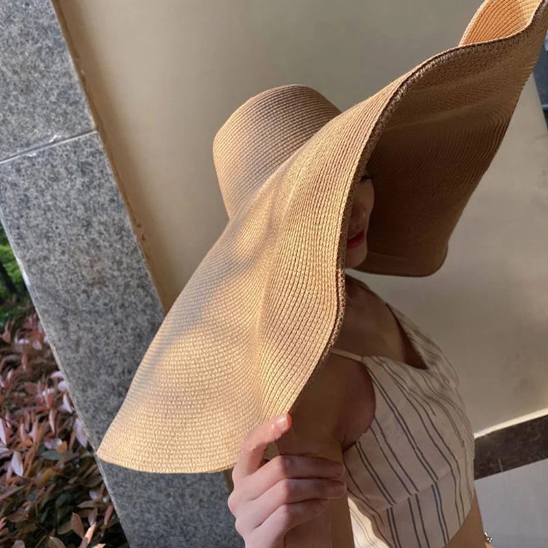 

Summer Straw Hat Women Foldable Big Wide Brim Beach Hat Sun Hat Block UV Protection Panama Hat Bone Chapeu Feminino Sombreros