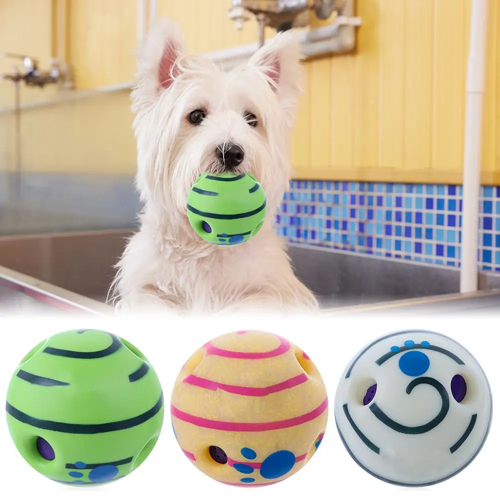 

New Funny Dog Play Ball Giggle Sound Ball Pet Chew Toy Wobble Wag Interactive Toy Luminous Non-toxic Ball Puppy Training Supply