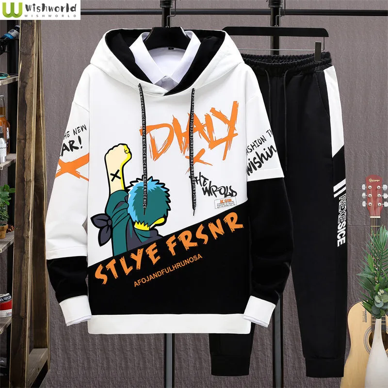 

2022 New Spring and Autumn Leisure Sports Suit + Korean Fashion Handsome Boy's Clothes Youth Two-piece Men's Suit