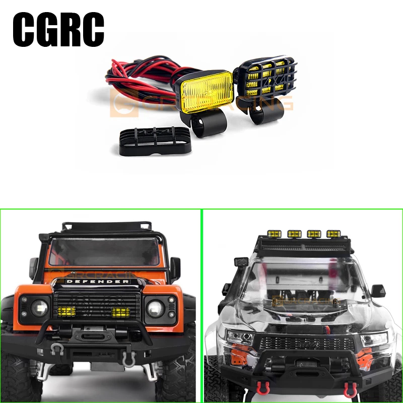 

17mm Rectangular Yellow LED Spotlight Headlight for 1/10 RC Crawler Car Traxxas TRX-4 Defender Ford Bronco SCX10 90046 DIY Parts