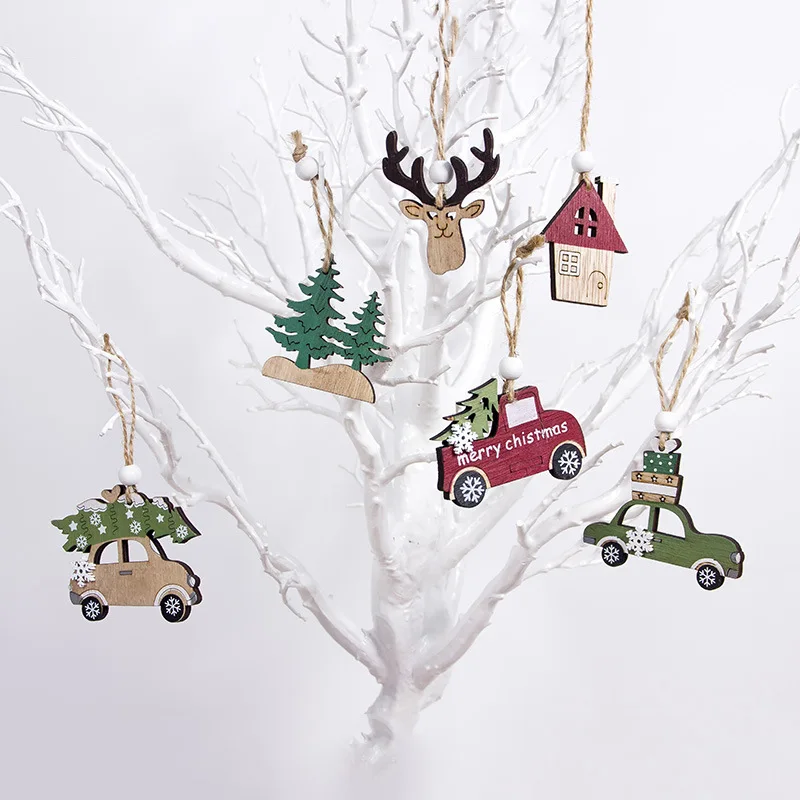 

1PC Wooden Christmas Tree Decorations Elk Car Hanging Pendants New Year Christmas Decorations For Home Party Navidad New Year