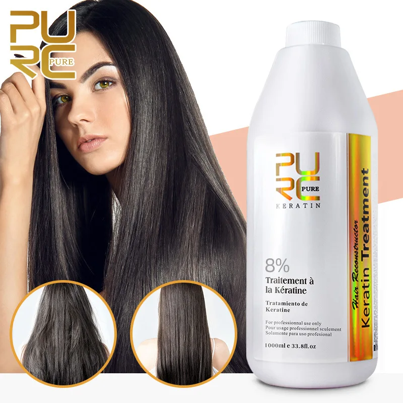 1000ml 8% PURC Professional Brazilian Keratin Treatment Straightening Hair Keratin Hair Salon Products For Deep Curly Hair Care