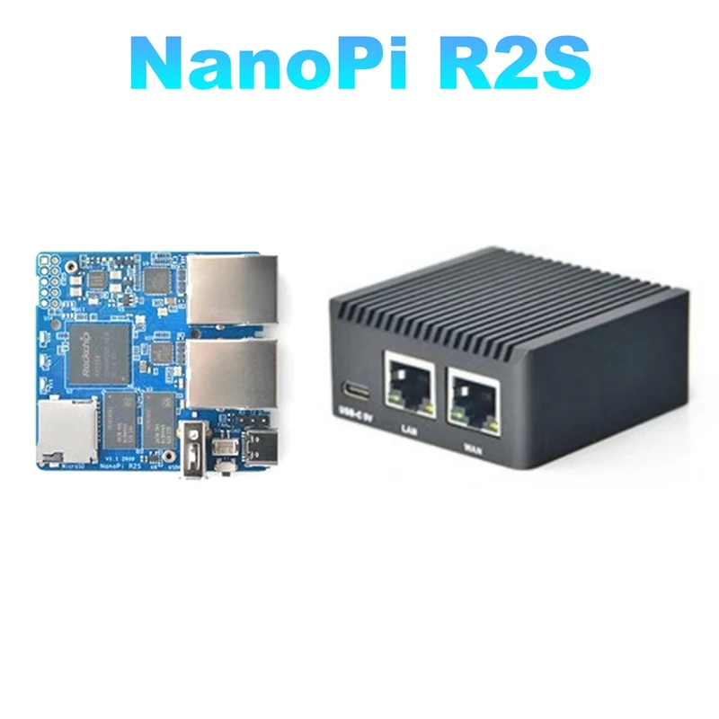 

Nanopi R2S Router RK3328 1GB DDR4 RAM With CNC Metal Case Mini Router Dual Gigabit Port SBC Openwrt System