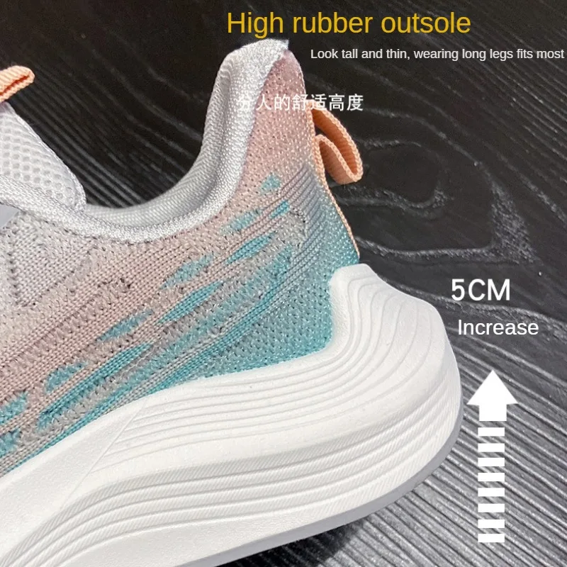 Breathable Sports Shoes Sneakers For Women 2023 Casual Sneaker Korean Running Shoe Thick Soled Platform Round Toe Zapatos Mujer