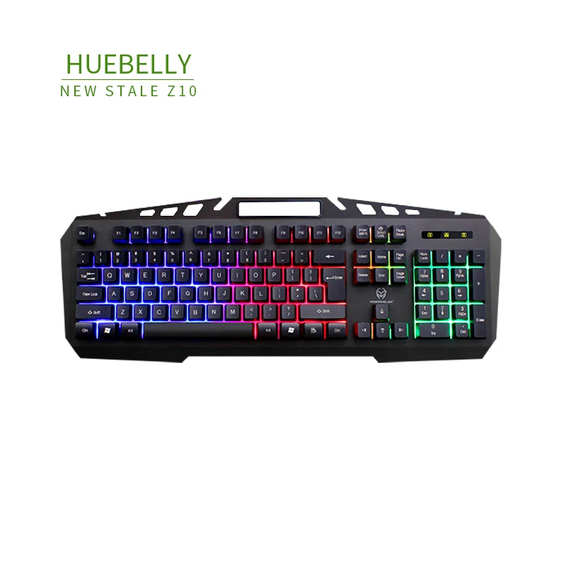 

HUEBELLY Colorful Backlight Electronic Game Keyboard Gold Panel Competitive Internet Exclusive Computer USB Wired Mechanical