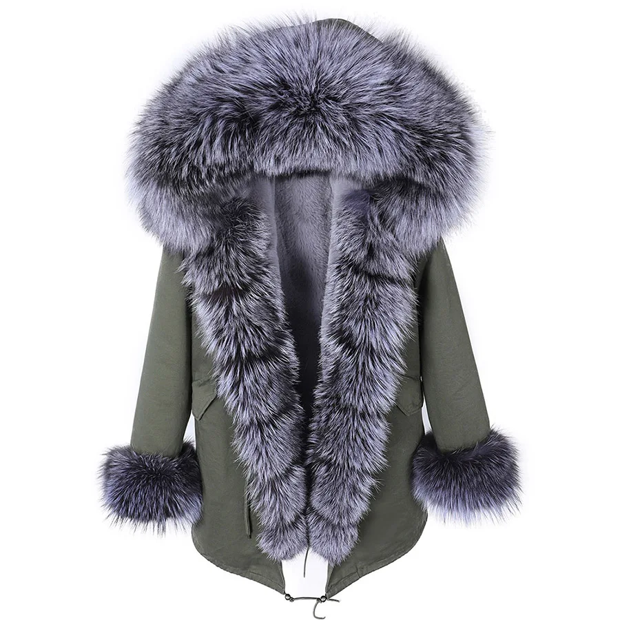 2022 Waterproof Parka Real Fur Coat Winter Jacket Women Natural Fox Fur Collar Hood Thick Warm Outerwear Streetwear Detachable
