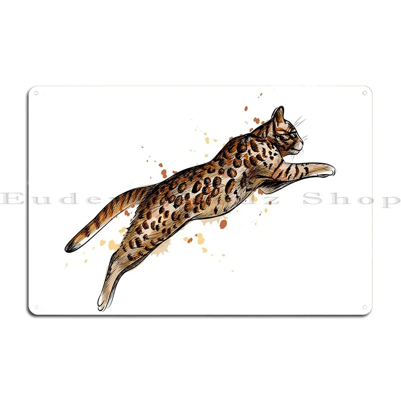 Бенгальский кот прыгает металлические знаки винтажная вечеринка дизайн