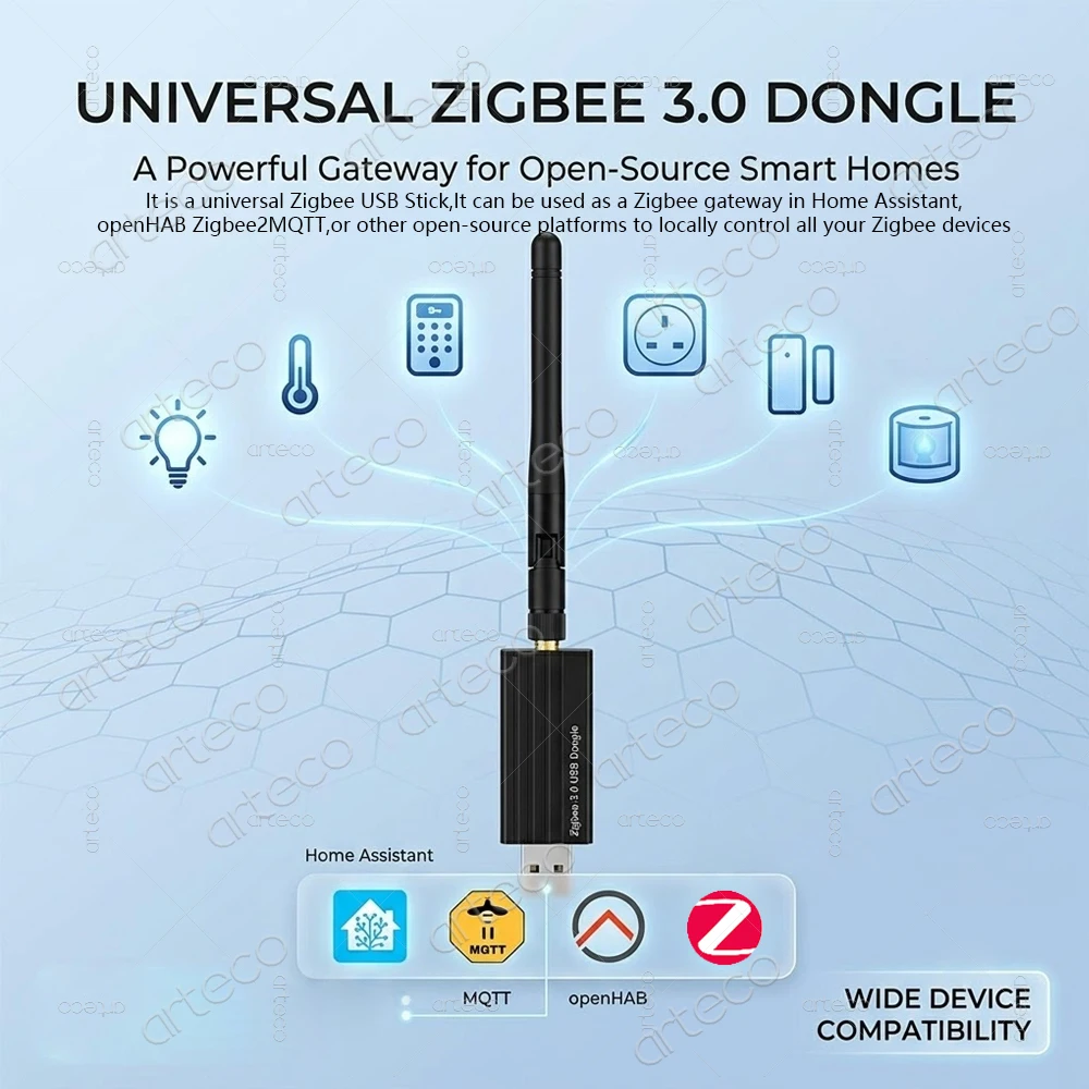Фото Универсальный беспроводной смарт-шлюз/координатор Zigbee 3.0 USB с открытым исходным кодом для Home Assistant, Zigbee2MQTT, ZHA, OpenHAB №2