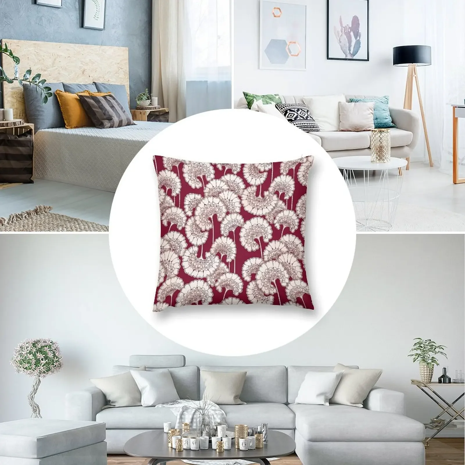 Фото Florence Broadhurst Inspired Design - Красная декоративная подушка, роскошные аксессуары для дома, эластичный чехол для подушки для дивана №5