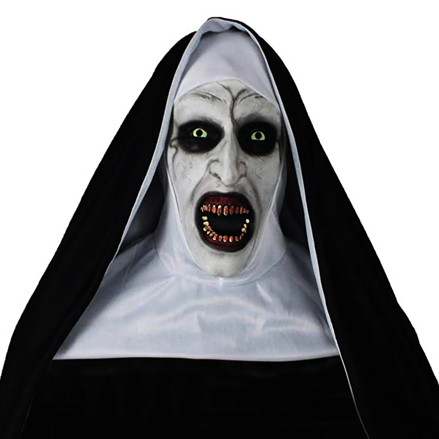 

The Horror Scary Nun Latex Mask with/Headscarf Valak Cosplay for Halloween Costume Nun Mask Thriller