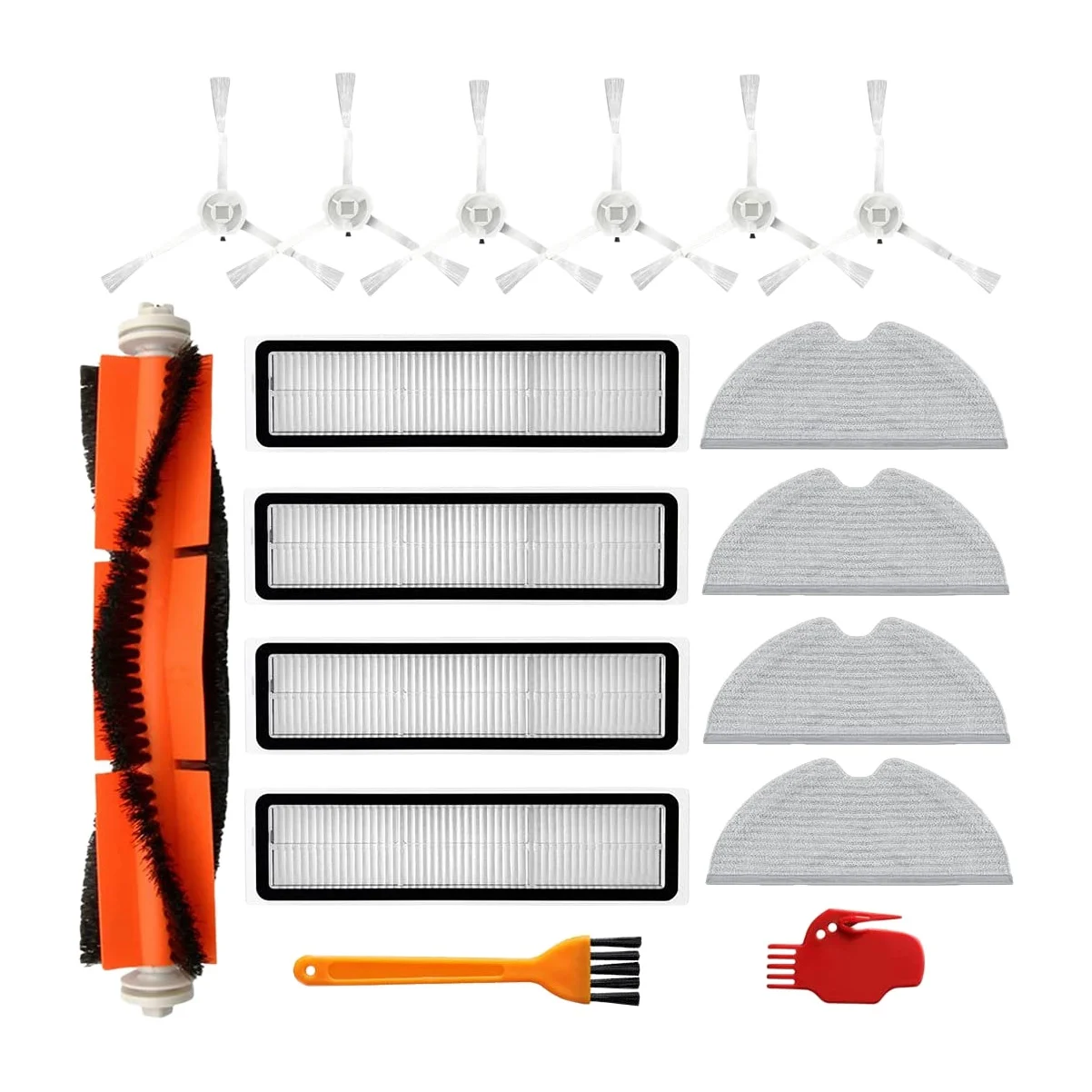 

Accessory Kit for Dreame D9 Vacuum Parts Includes 2 Main Brush 6 Side Brush 4 Filters 4 Mop Cloth 2 Cleaning Brush