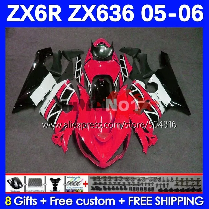 

Body For KAWASAKI NINJA ZX-6R ZX-636 red white ZX 6R 600CC 6 R 600 CC 60MC.173 ZX636 ZX 636 ZX6R 05 06 ZX600 2005 2006 Fairing