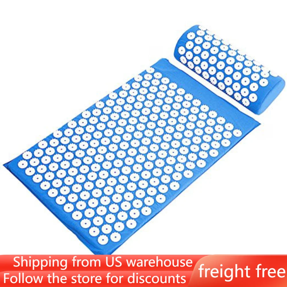 

Acupressure Yoga Mat and Pillow Set for Back and Neck Pain Relief and Muscle Relaxation Massage,freight free