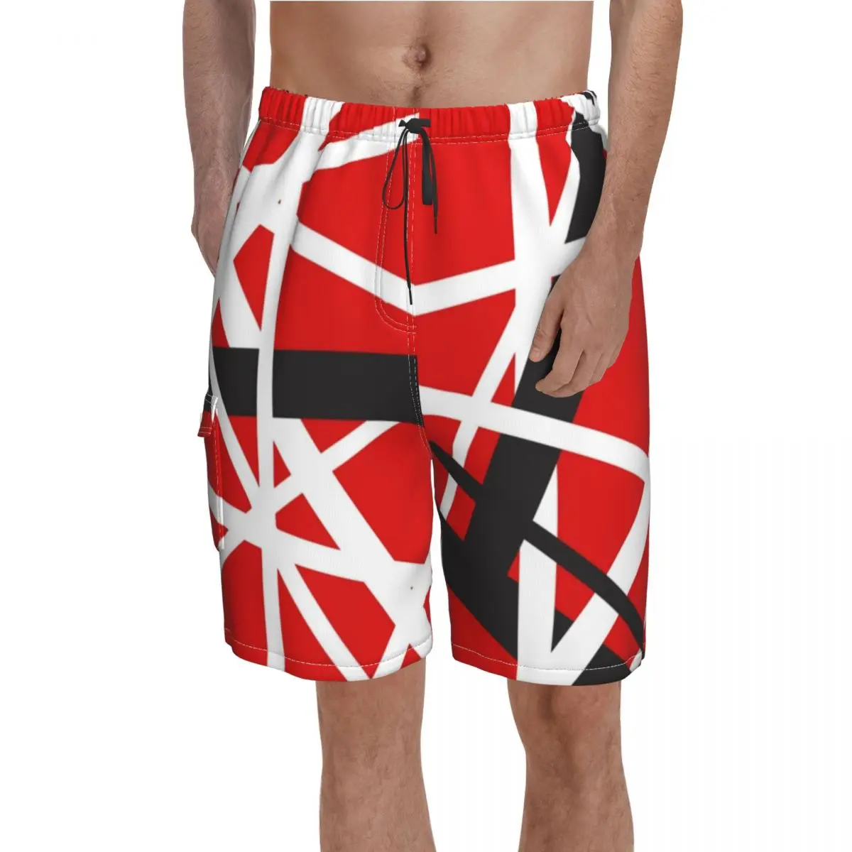 

Van Halen Board Shorts EVH 5150 STRIPES Male Cute Board Short Pants High Quality Customs Plus Size Swim Trunks