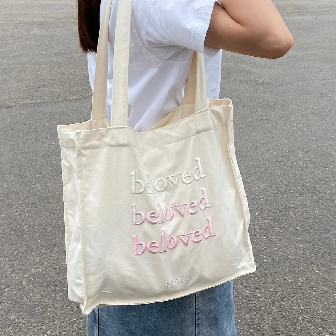Beloved Letter Large Capacity Canvas Bag Eco Shopper Bag Beach Bag Tote Bag For Women
