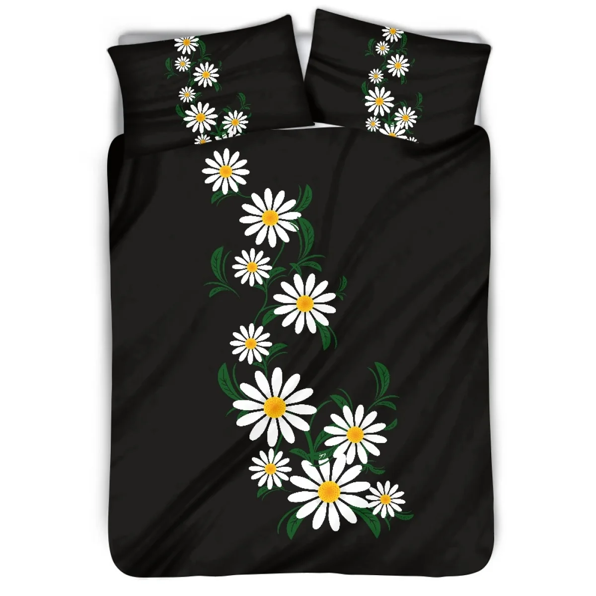 

Детское постельное белье с принтом маргариток на заказ, сверхмягкая кожа, микрофибра, дизайнерские простыни, Комплект постельного белья для девочек, черный пододеяльник