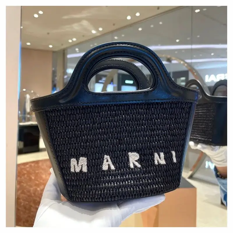 2023 New Summer Classic Woven Vegetable Basket, Handbag, Straw Bag, Shoulder Bag, Genuine Leather Woven Beach Straw Woven Handhe