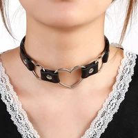 sexy heart rock gothic collar necklaces jewelry gothic leather heart rivets harajuku punk choker necklace for women gift