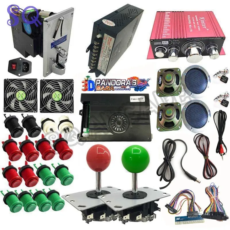 3D Wifi Pandora Saga EX2 arcade Box 10000 in 1 Arcade Cabinet Accessories Button Joystick Audio Amplifier Coin Holder DIY Kit