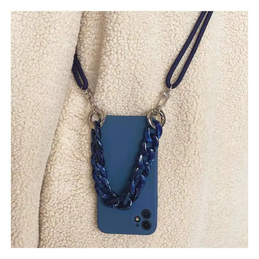 Crossbody Lanyard Necklace Marble chain silicone case For Samsung Galaxy S21 S20 ultra 5G S8 S10 S9 Plus S10 Lite Note 20 8 9 10