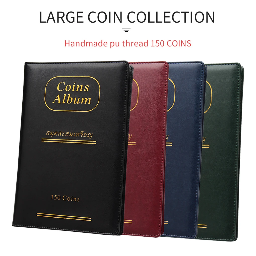 

Книга для коллекционирования монет с 150 карманами, древняя русская влагостойкая Кожаная подставка, серебряный альбом для банкнот, хранение