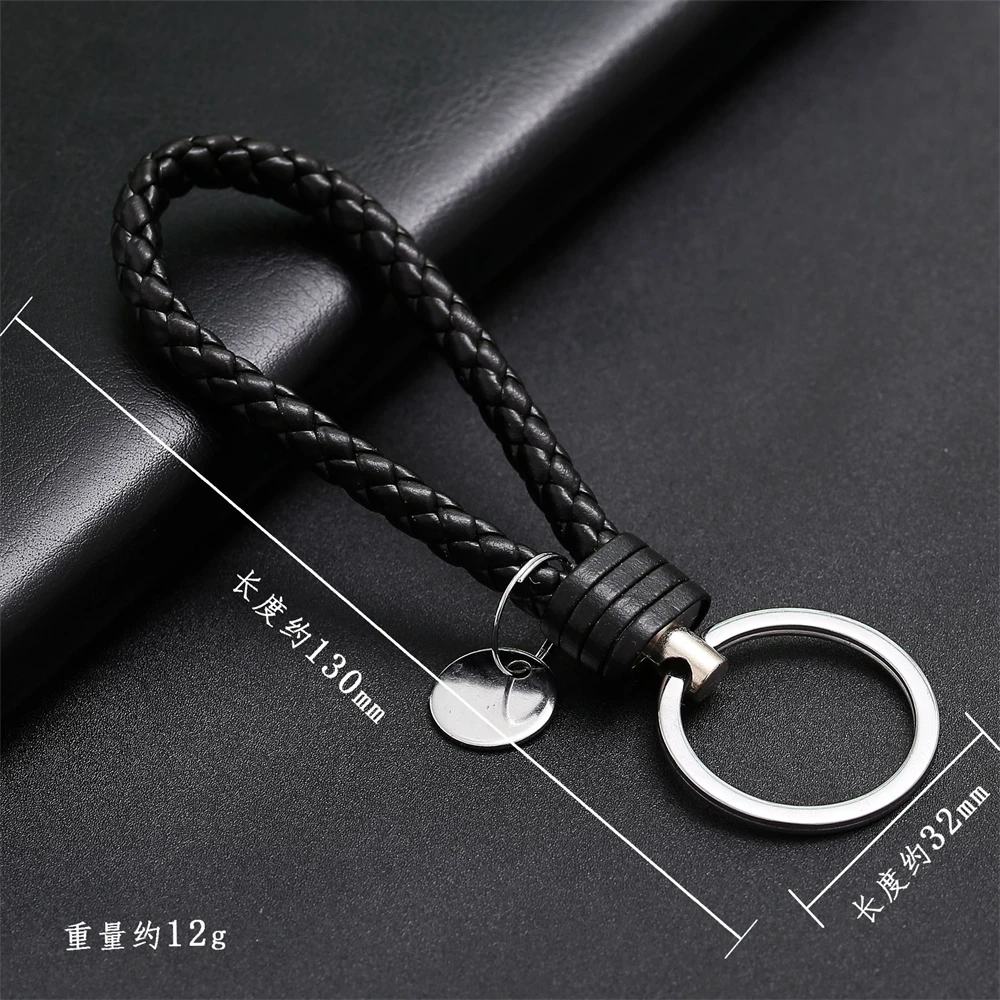 PU Leather Braided Woven Rope Wristlet Keychain Strap For Men Women Quality DIY Key Chains Bag Car Key Ring Jewelry Accessories images - 6