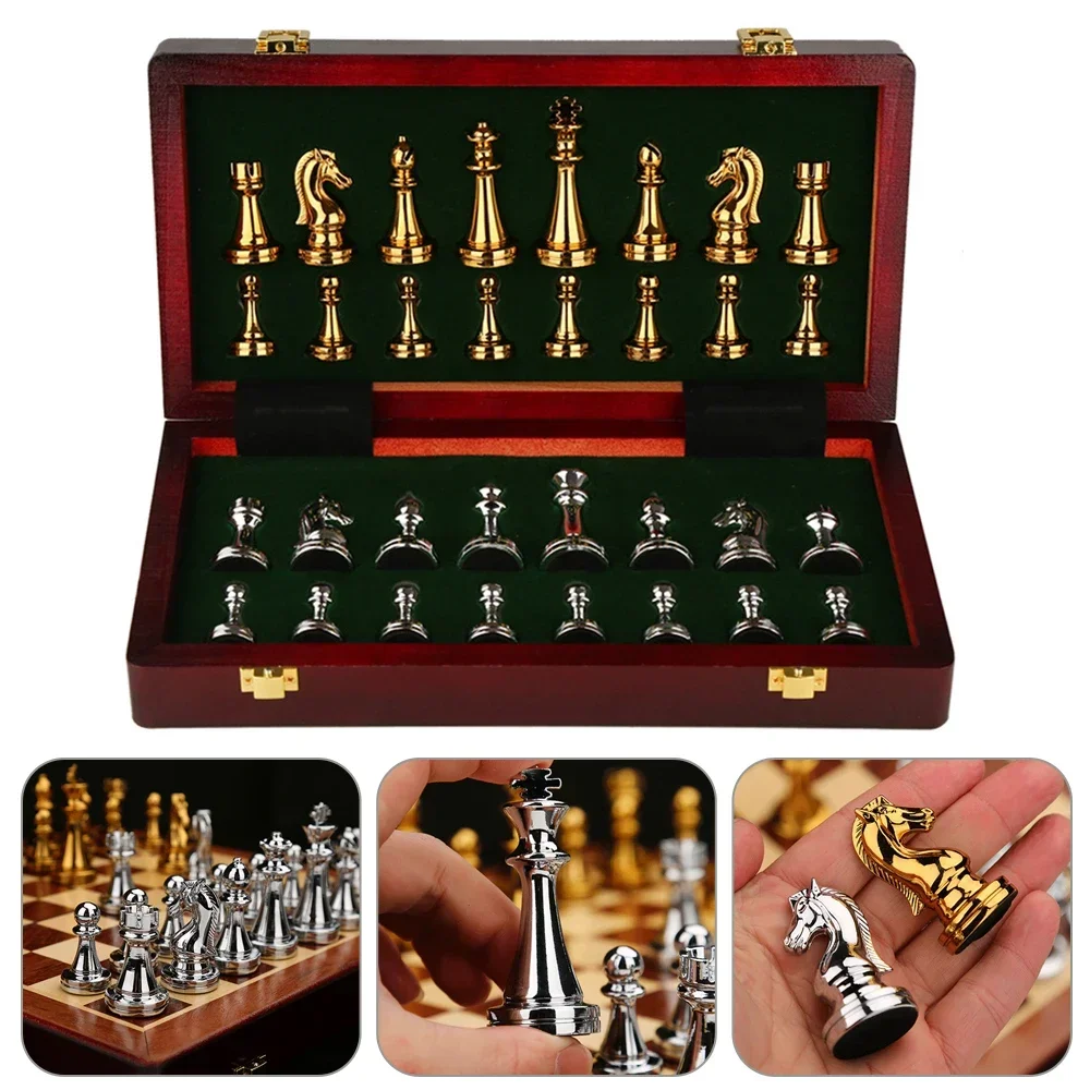 

Children High Set And Toy Metal Adult Game Chess Wooden Chessboard Medieval Family Pieces With 32 Quality Chess Metal Gift
