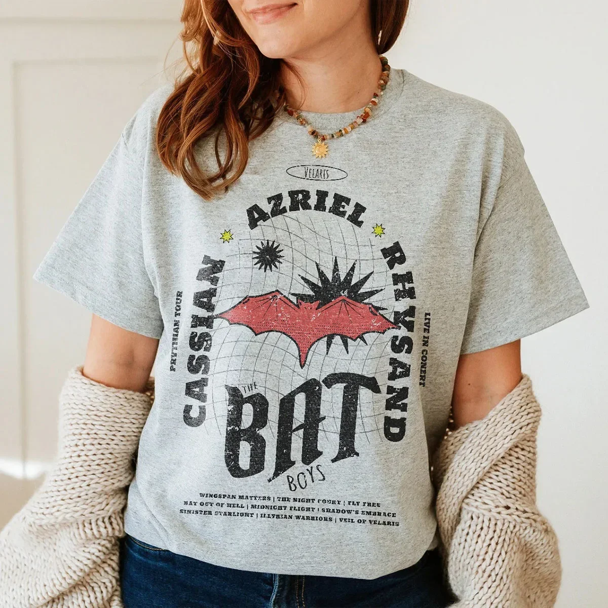 Футболка с группой ACOTAR Bat Boys винтажная рубашка Rhysand Velaris Night Court свободная