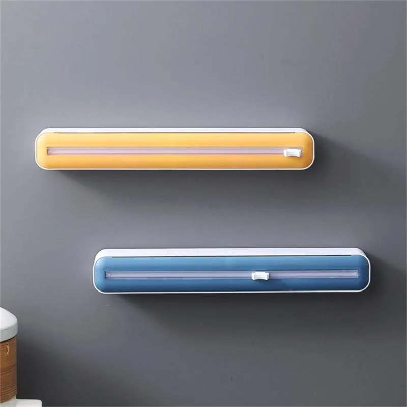 

Plastic Cling Wrap Dispensers with Cutter Convenience Tool Utensils Aluminum Foil Two-way Head Refillable Kitchen Film Dispenser