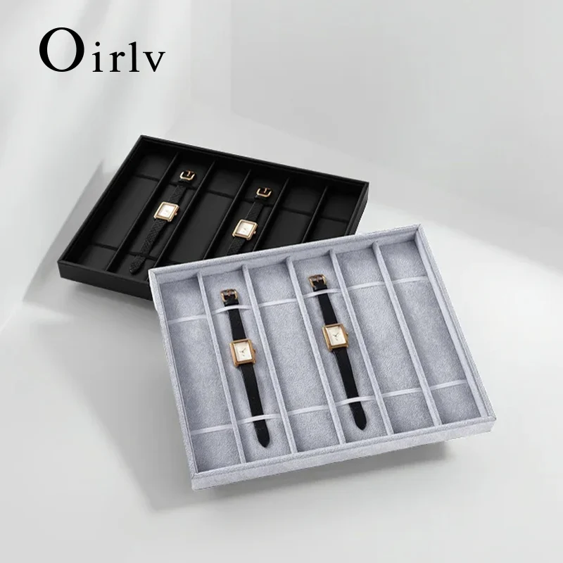 Фото Подставка для часов Oirlv на 6 слотов, из искусственной кожи, для демонстрации и хранения ювелирных изделий, настольная подставка для часов и украшений №2