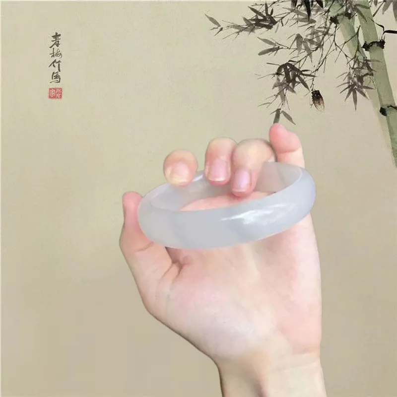 Натуральный нефритовый белый браслет с лунным светом серый ледяной Изумрудный