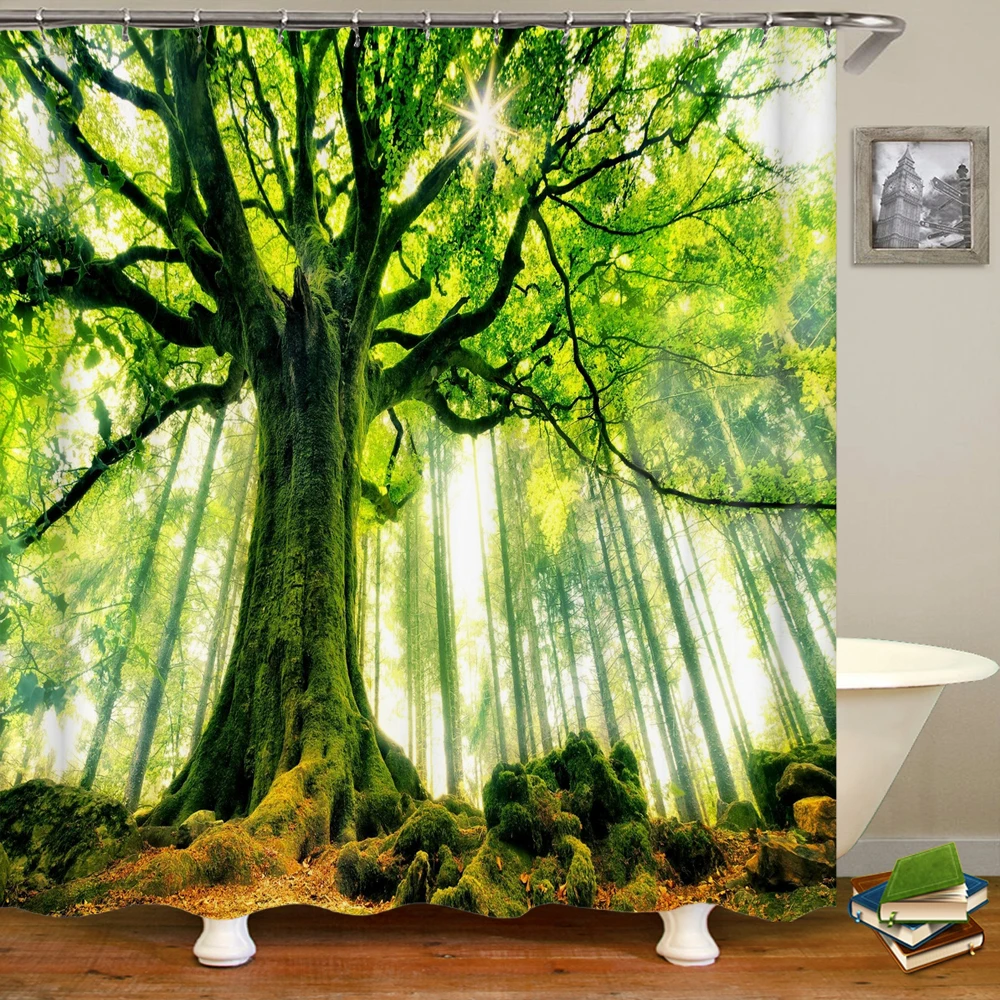 

Natural Landscape Printed Shower Curtain Forest Shower Curtains Polyester Waterproof Fabric Bathroom Home Decor Curtain 180x180