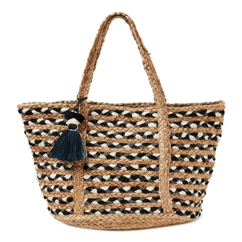 

Woven Tote Bag Black White Grey Black White Grey