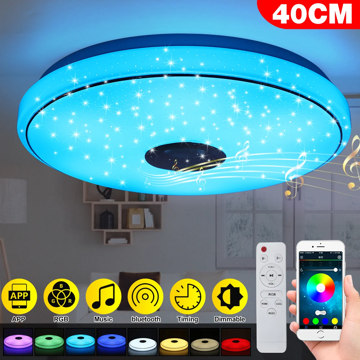 

200W Modern RGB LED Ceiling Lights Home lighting 220V APP bluetooth Music Light Bedroom Lamps Smart Ceiling Lamp+Remote Control
