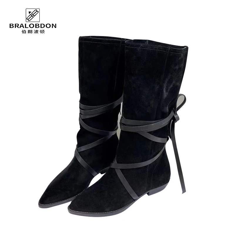 

French grain top leather 2.5cm high heel women's boots, Italian Super Soft patent leather, sheepskin lining