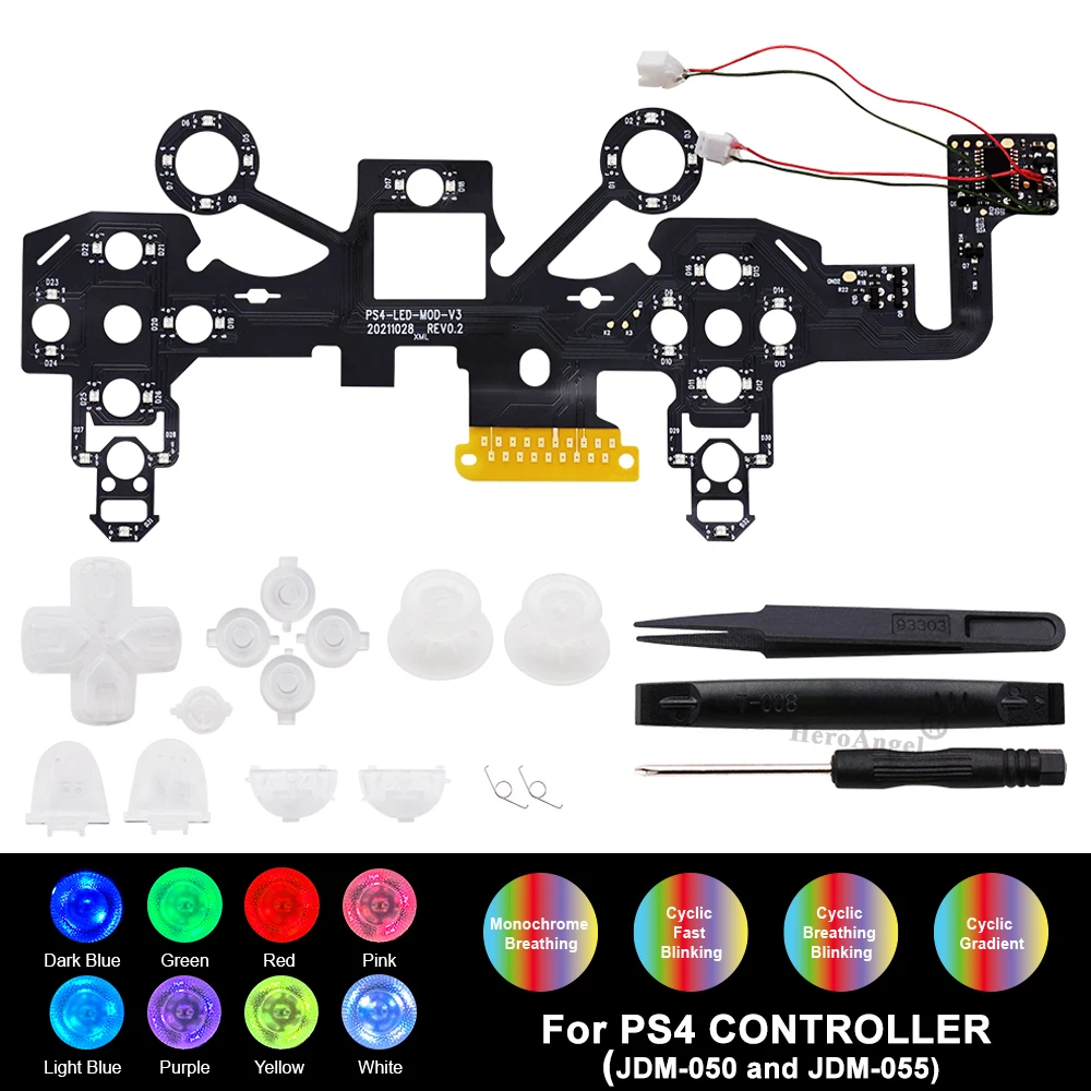 New 8 Colors LED Light Board No Welding Required For Playstation 4 Controller(JDM-050&JDM) Accessories For PS4 Joysticks Buttons