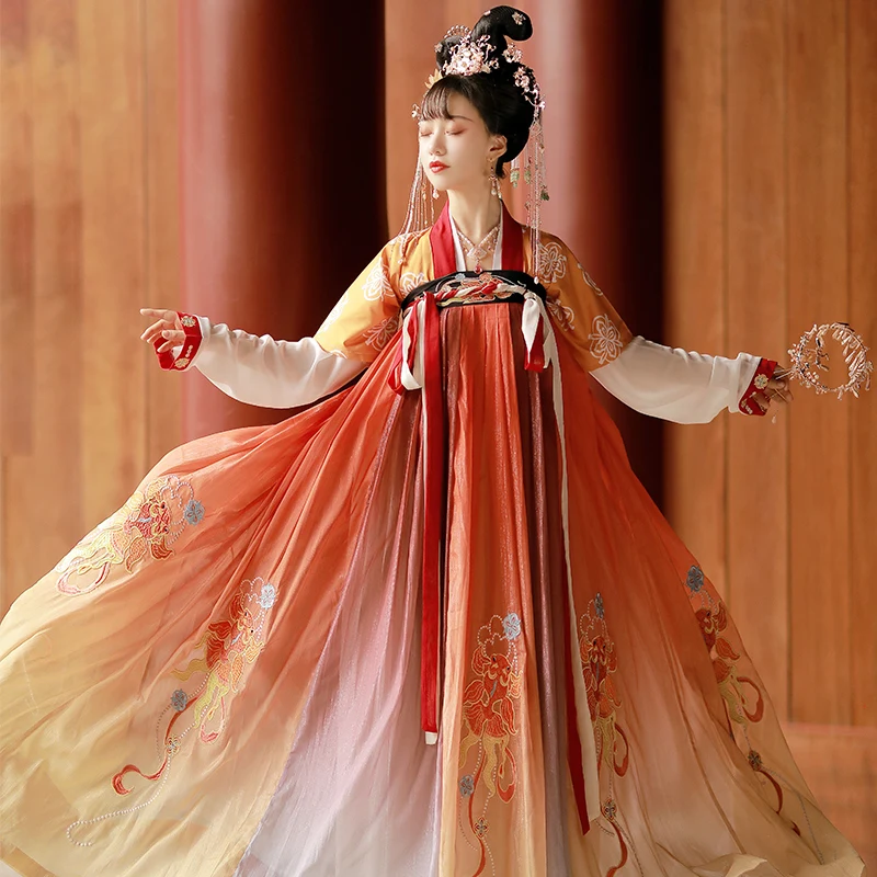 2021 Autumn Chinese Traditional Women Hanfu Elegant Adult Performance Stage Dance Dress Suit Carnival Party Tang Suit Robe Hanfu