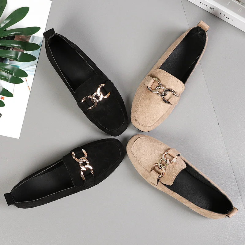 

Women Cute Sweet Comfortable Black Flock Flat Shoes Lady Casual Spring Office Shoes Vrouwen Platte Shoes Size 41