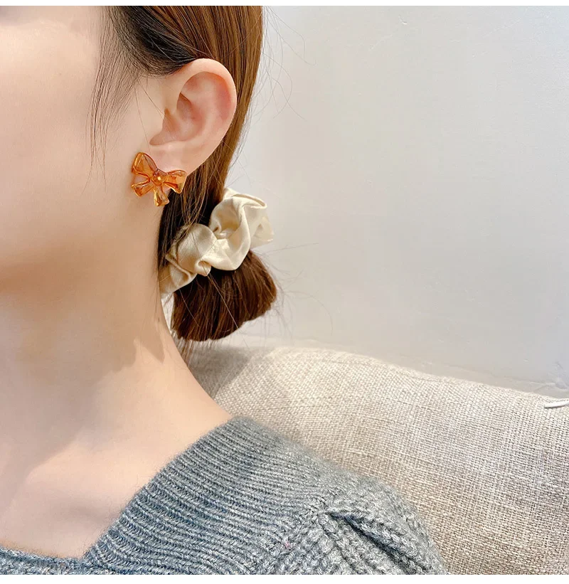 Новинка 2022 модные акриловые серьги с прозрачными кристаллами и бантом женские