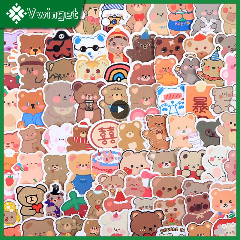 

Diy Handbook Stickers Odorless Environmental Friendly Stationery Clip Art Various Styles Easy To Use School Supplies Cute Bear