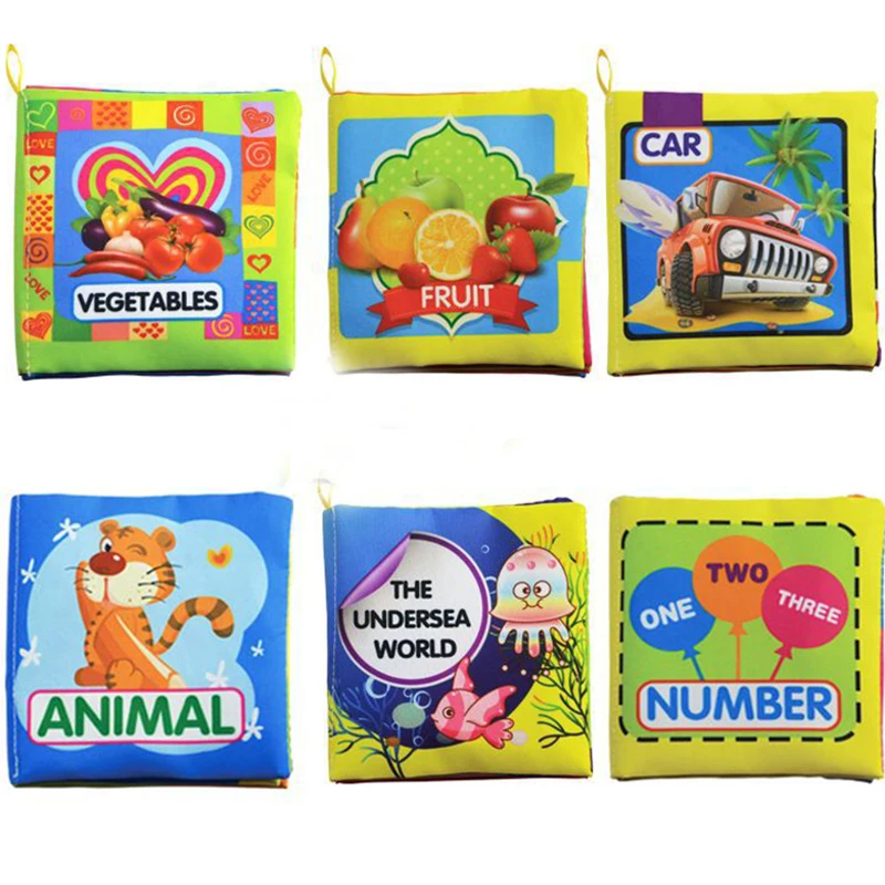 

Baby Toys 0-12 Months Intelligence Development Cloth Book Soft Rattles Unfolding Activity Books Cute Animals Kids Toys