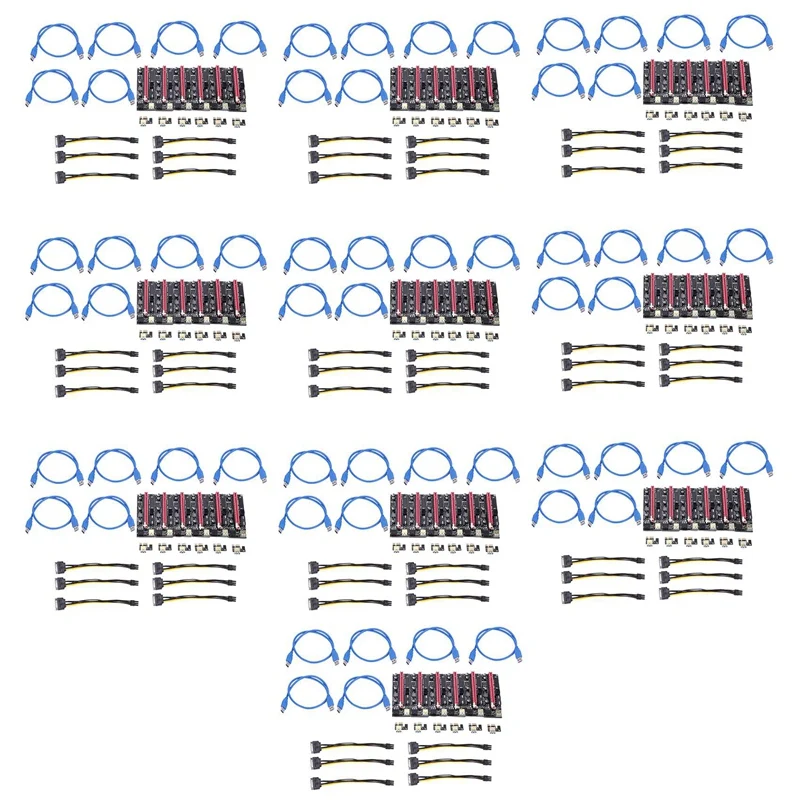 

60Pc Newest Ver009 USB 3.0 Pci-E Riser Ver 009S Express 1X 4X 8X 16X Riser Adapter Card Sata 15Pin To 6 Pin Power Cable