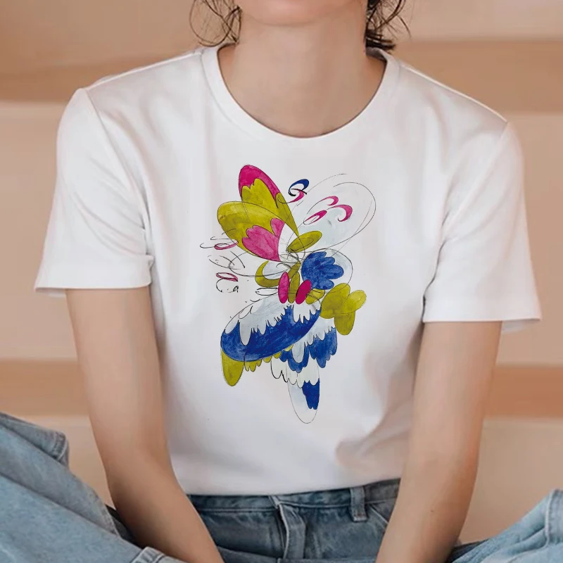 Женская футболка с мультяшным принтом повседневная одежда женская топы