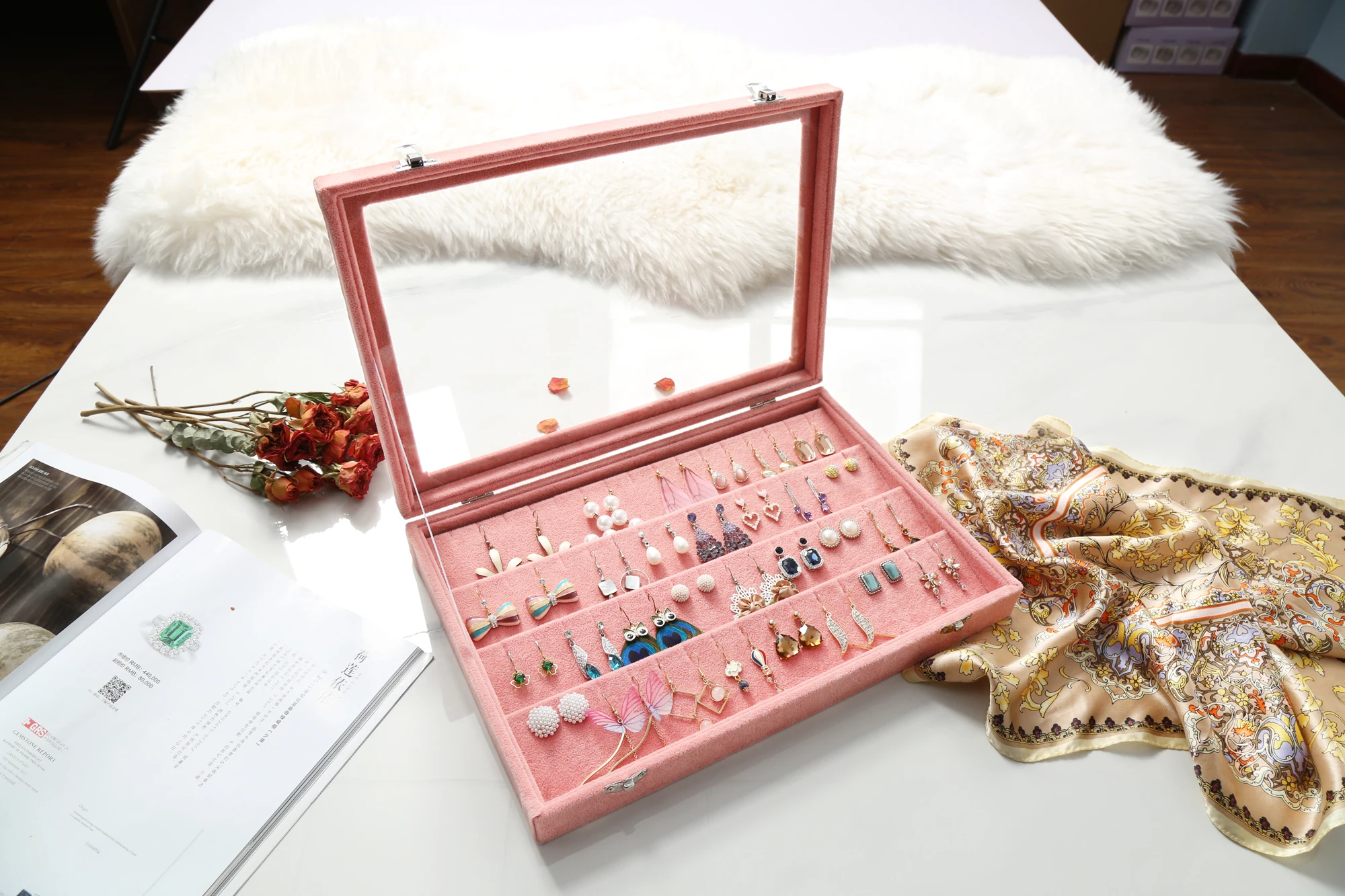 

Jewelry Box Simple Transparent Trinket Hair Clip Rope Earring Princess European Style Multi-function Portable Dressing Case