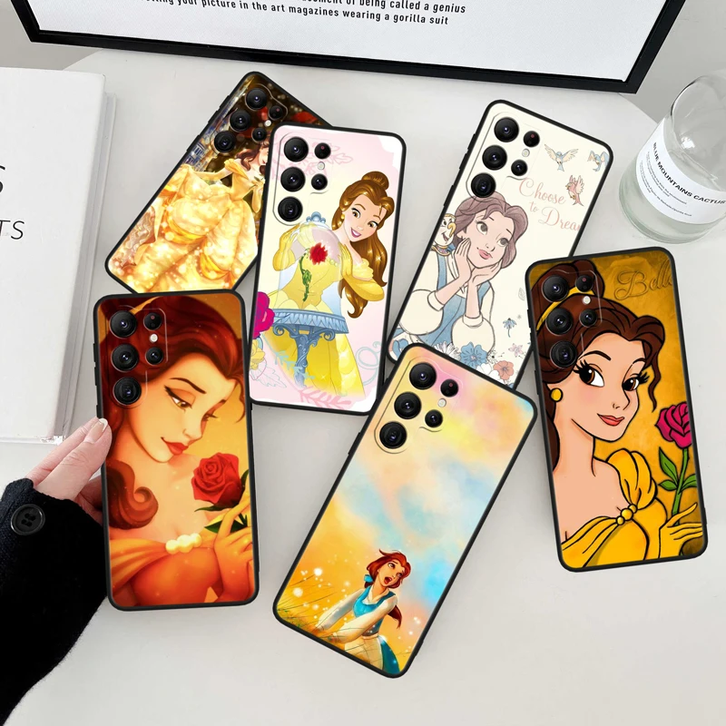 

Disney Belle Princess Black Phone Case For Samsung Galaxy S23 S22 S21 S20 FE Ultra Pro Lite S10 S10E S9 Plus 5G