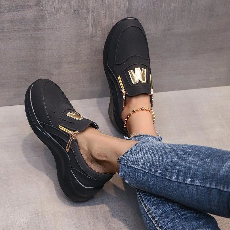 Women Casual Sneakers M Printed Side Zipper Platform Plus Size Vulcanized Shoes Zapatillas Mujer Sapato Plataforma Feminino