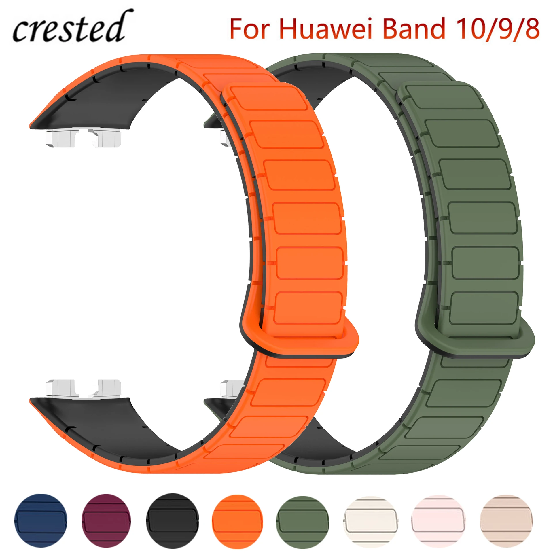 Фото Ремешки с магнитной петлей для Huawei Band 10/9/8, аксессуары для ремешков, спортивный силиконовый браслет Pulseira Correa для Huawei Bands 9 8 NFC №1