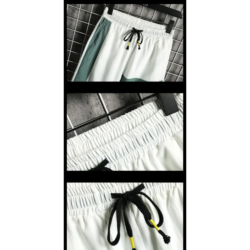 2023 Summer New Men's Classic Fashion Ice Silk Sports Suit Men's Casual Loose Large Size Comfortable High-Quality Two-Piece Set