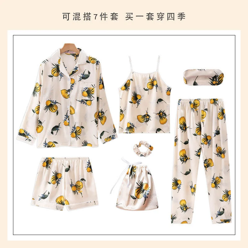 Women's Pajamas Suit Full Sleeve T-shirt Pants Sexy Flower Print Pyjama Cartoon Cute Homewear Cozy Fashion Striped Sleepwear Set